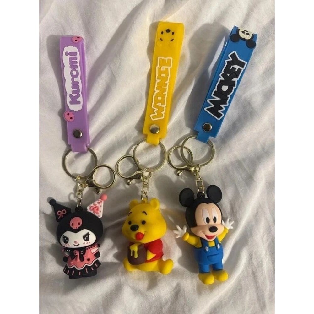 Title: Set of 3 Character Keychains – Kuromi, Winnie the Pooh & Mickey
